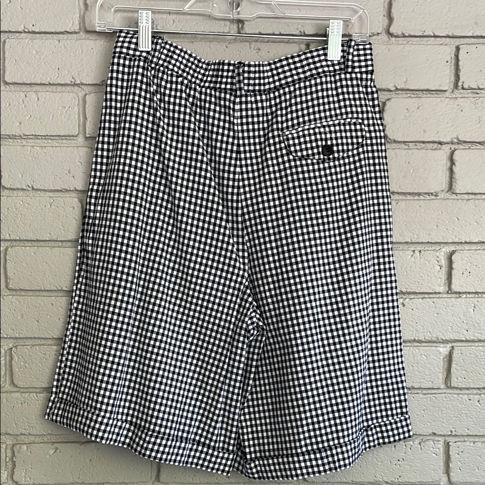 Vintage Black and White Checkered Plaid High Waist Pleated Shorts - Picture 9 of 11